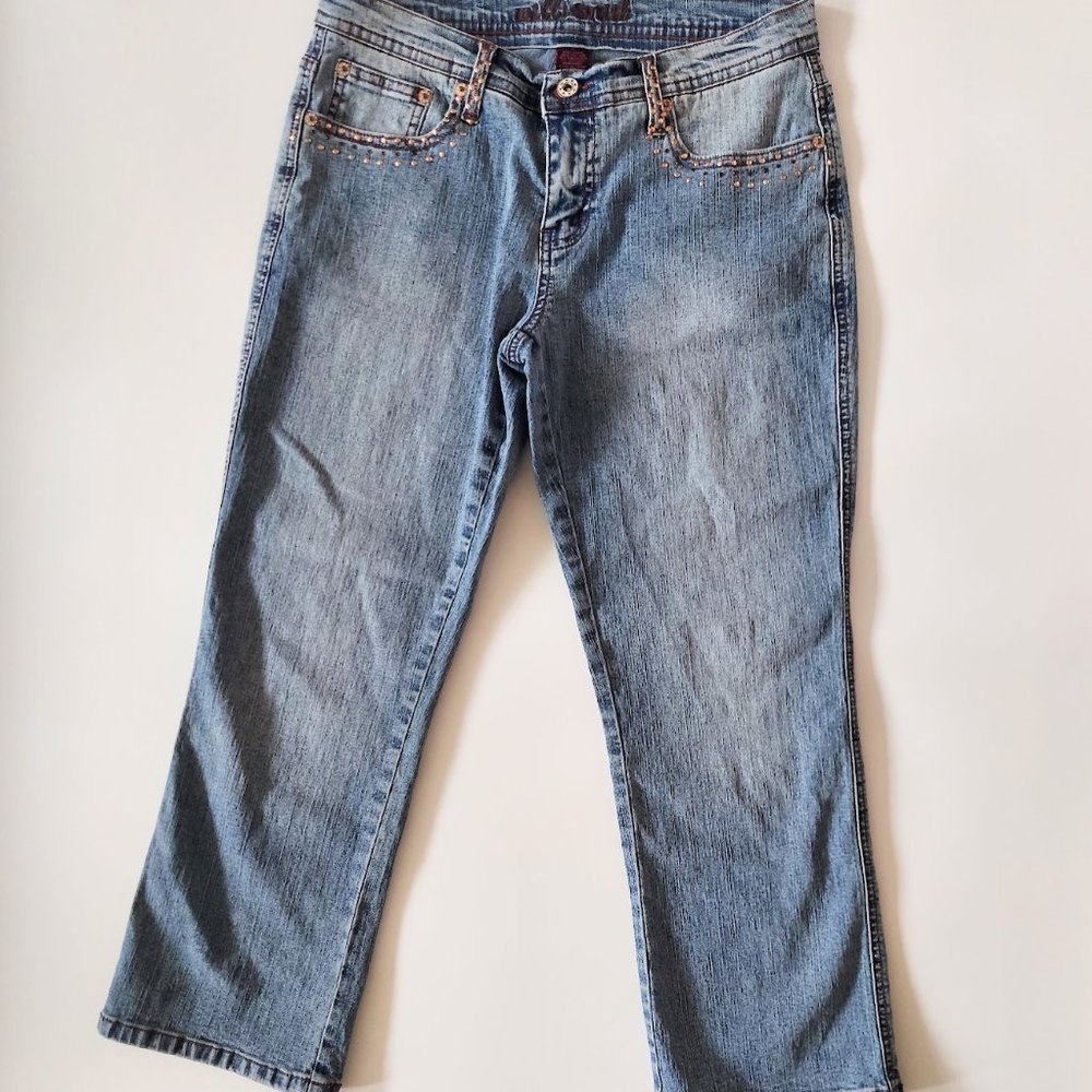 Willi Smith Low Rise Studded Embellished Denim Jeans Blue Size 4